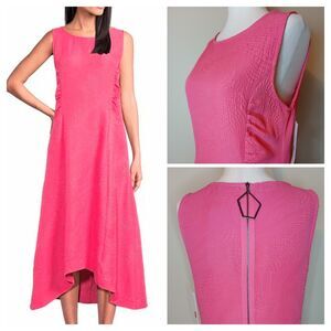 IC Collection Dress Sz XS Pink Sleeveless A-Line Hi-Low Midi w Pockets $198